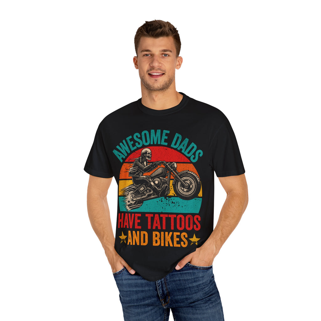 Awesome Dads Have Tattoos and Bikes – Father’s Day Biker T-shirt
