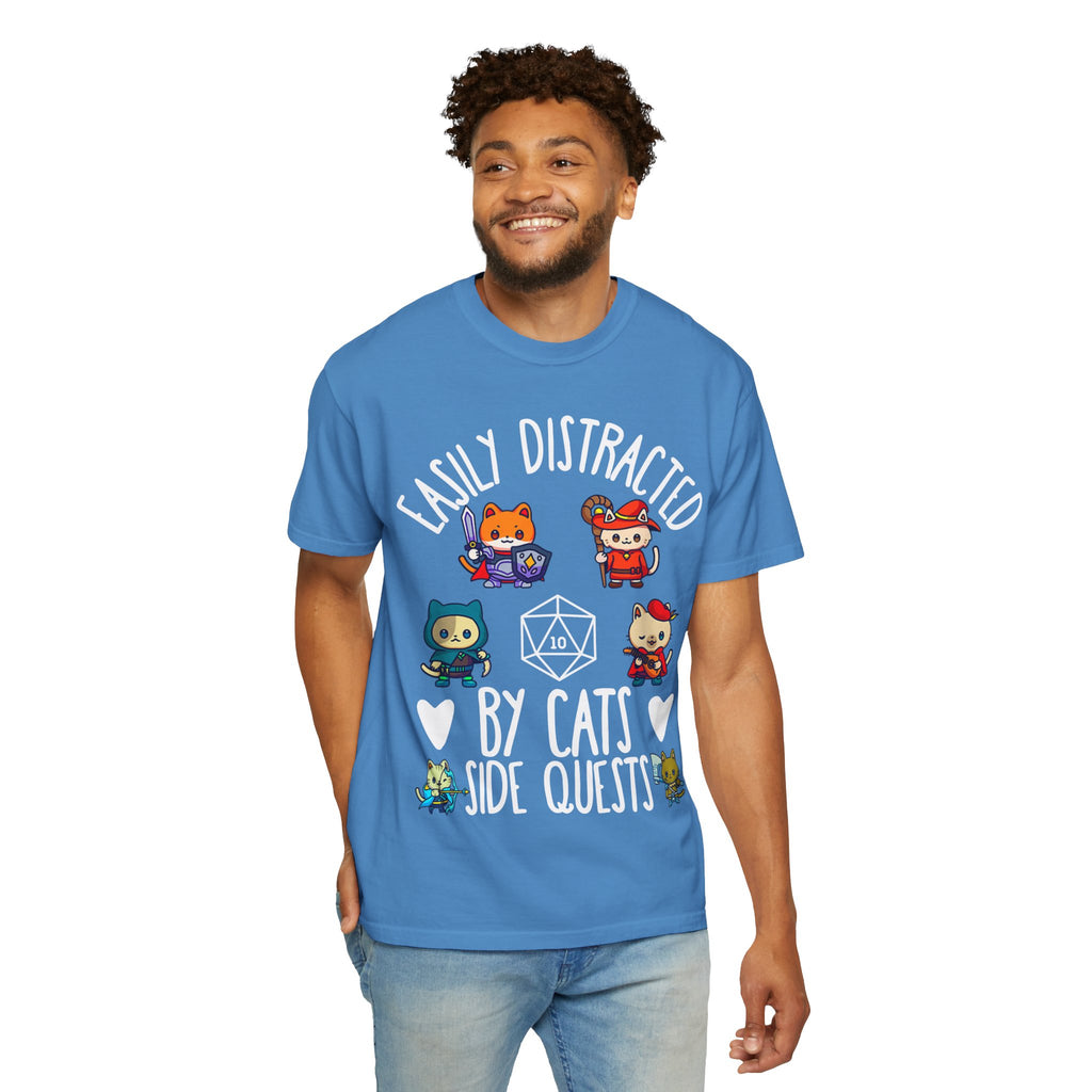 Easily Distracted by Cats and Side Quests T-shirt