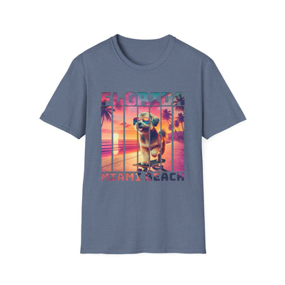 Florida Miami Beach Cool Summer Dog T-Shirt