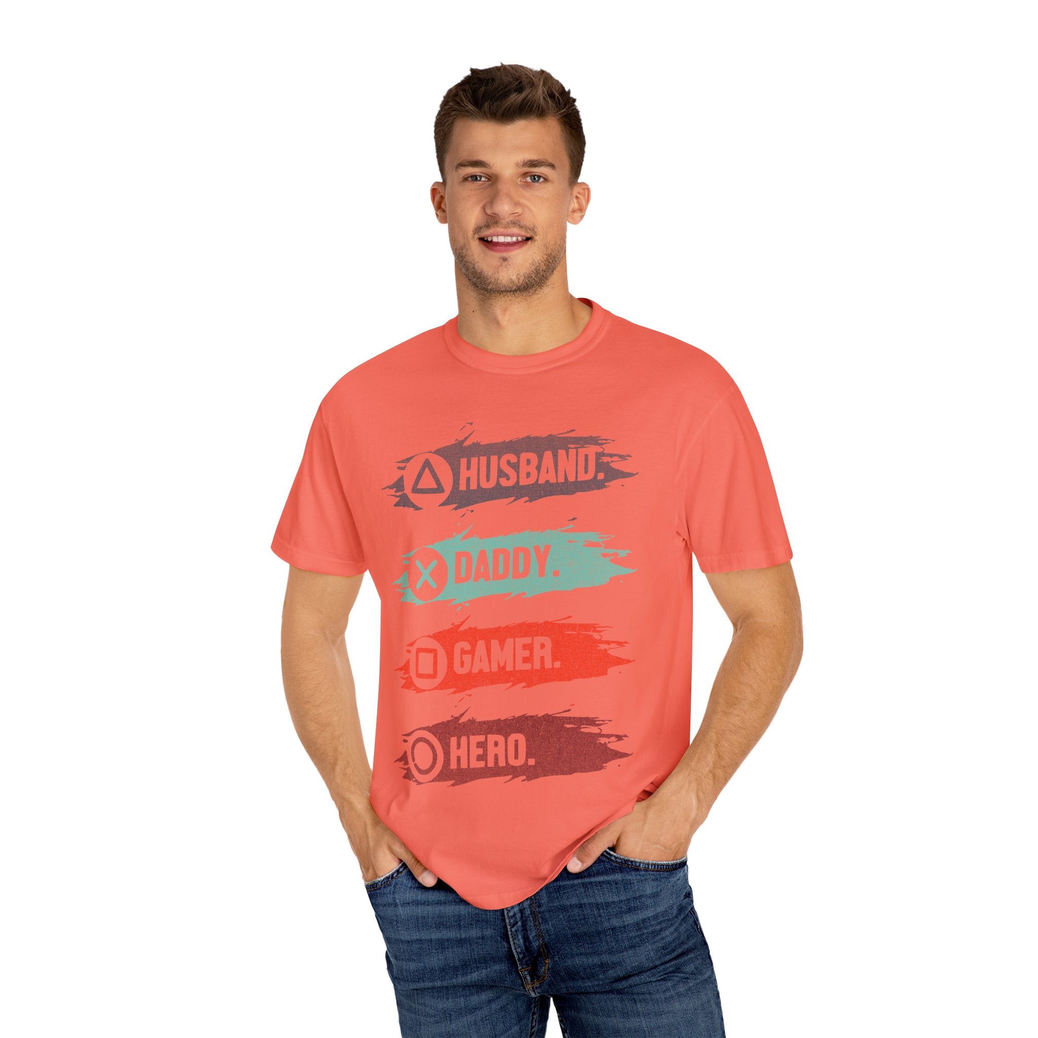 Husband Daddy Gamer Hero Funny Dad Gamer T-shirt