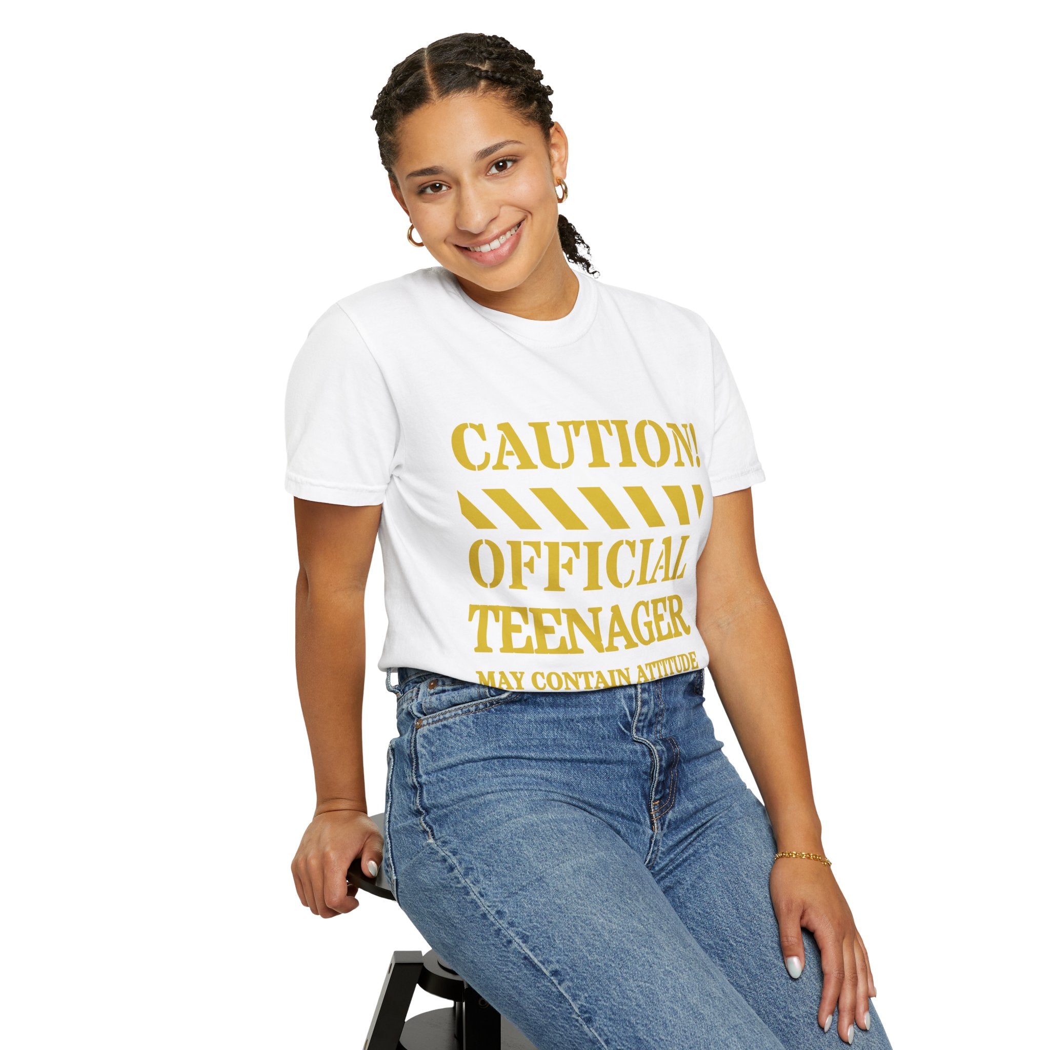 Caution! Official Teenager T-Shirt — 'May Contain Attitude' Youth Graphic Tee