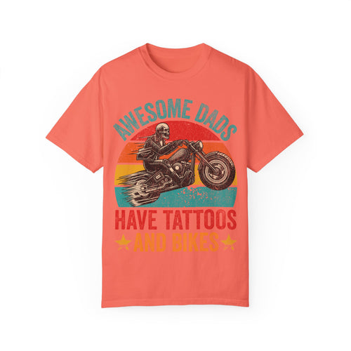 Awesome Dads Have Tattoos and Bikes – Father’s Day Biker T-shirt