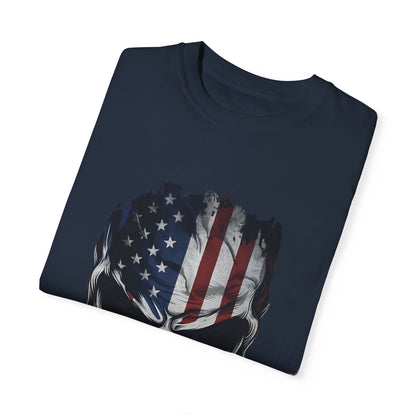 America Skull Face US Flag T-shirt