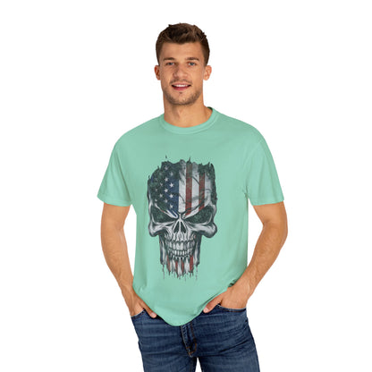 America Skull Face US Flag T-shirt