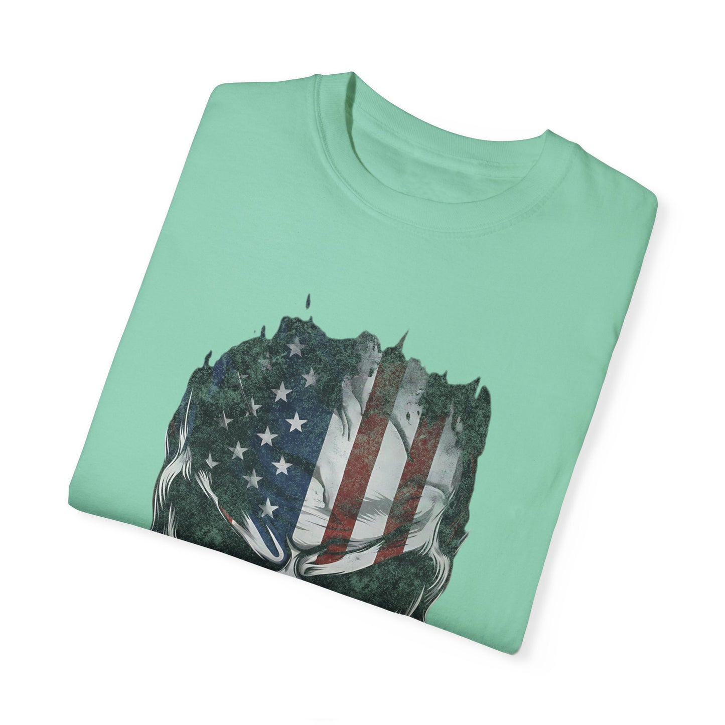 America Skull Face US Flag T-shirt