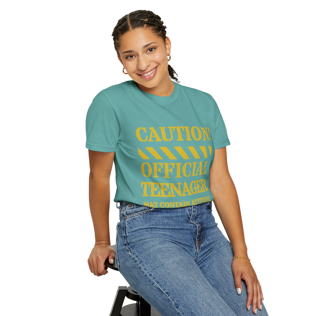 Caution! Official Teenager T-Shirt — 'May Contain Attitude' Youth Graphic Tee