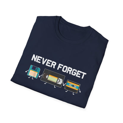 VHS Tape Cassette Floppy Disk – Never Forget Retro T-Shirt