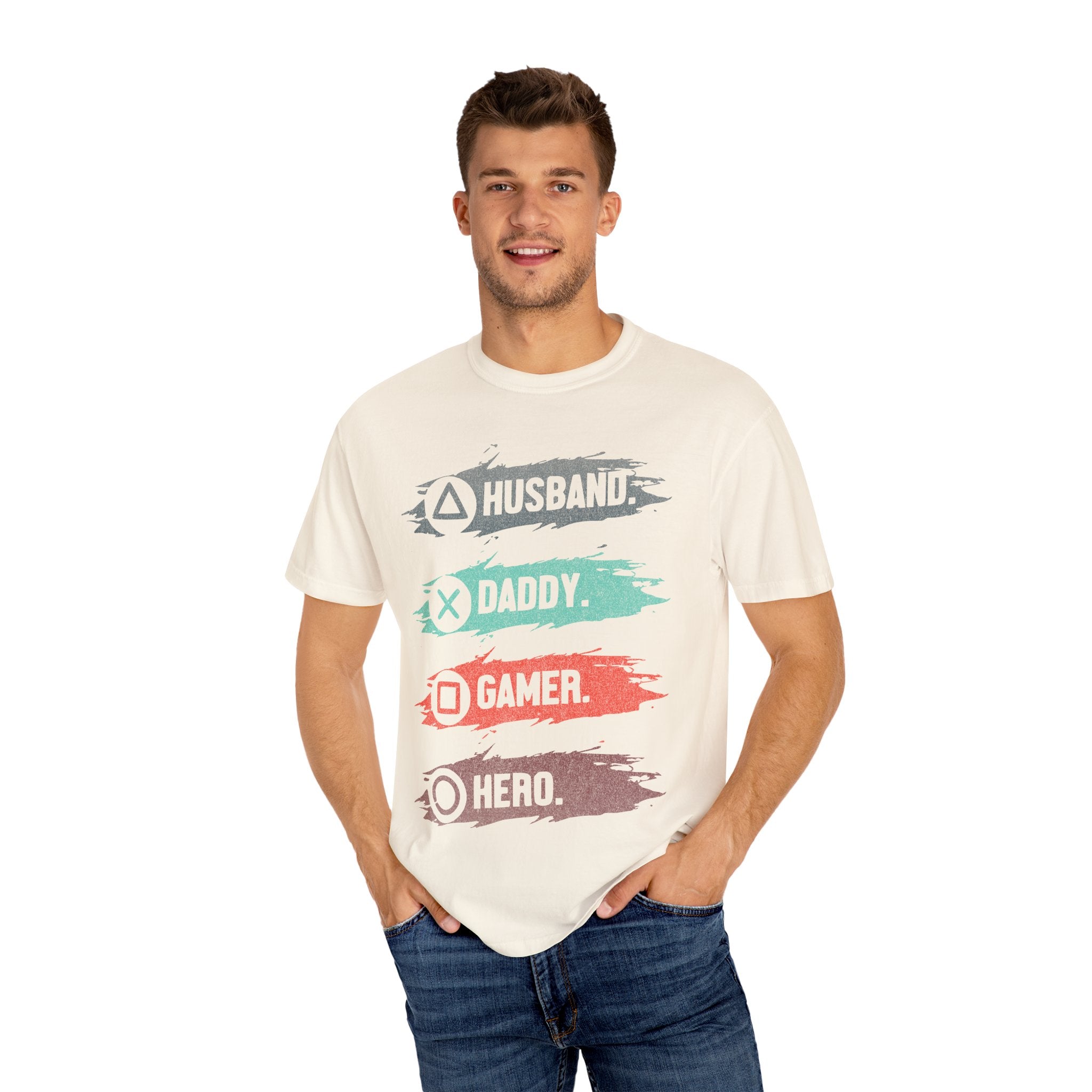 Husband Daddy Gamer Hero Funny Dad Gamer T-shirt