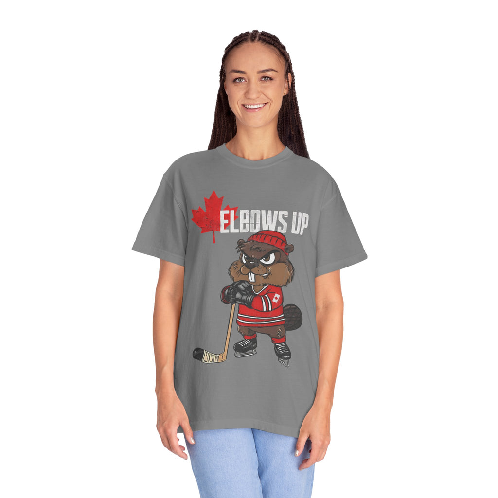 Elbows Up Canada Beaver Hockey Player T-shirt