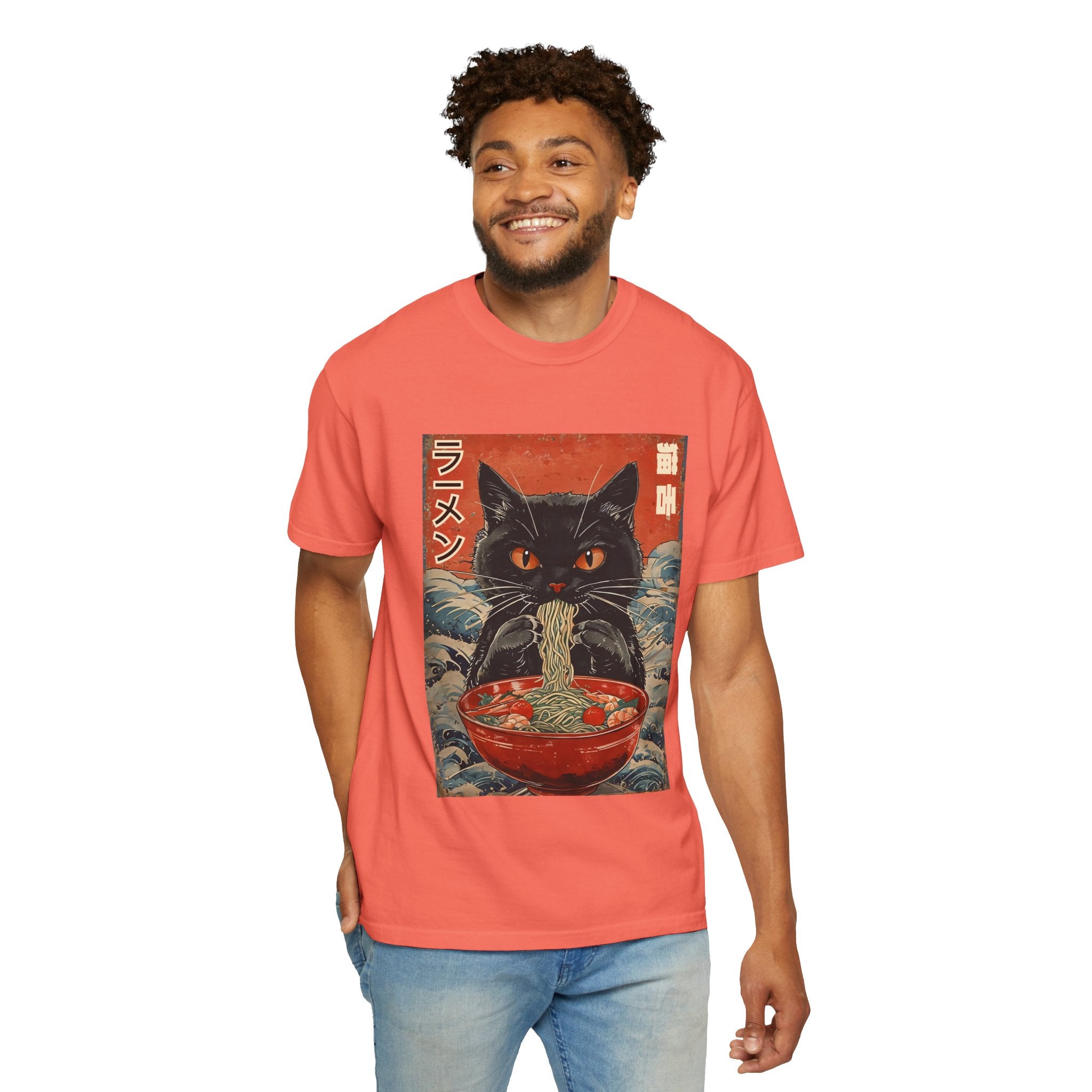 Japanese Cat Eating Ramen T-shirt
