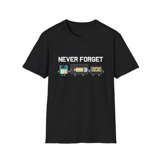 VHS Tape Cassette Floppy Disk – Never Forget Retro T-Shirt
