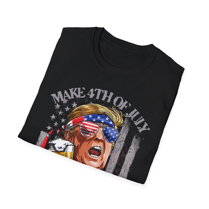 Make 4th of July Great Again Trump Beer Drinking T-Shirt