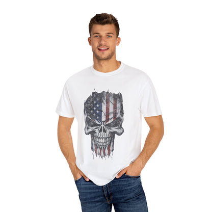 America Skull Face US Flag T-shirt