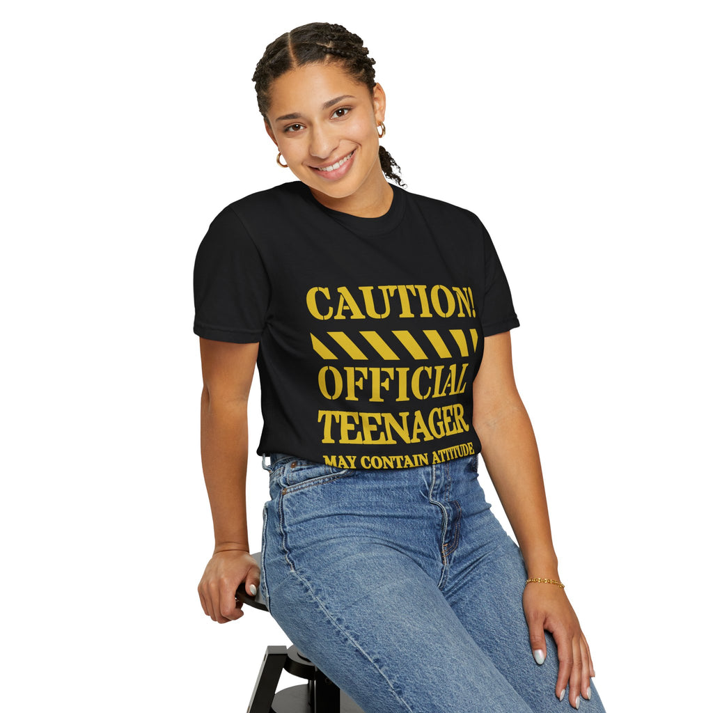 Caution! Official Teenager T-Shirt — 'May Contain Attitude' Youth Graphic Tee