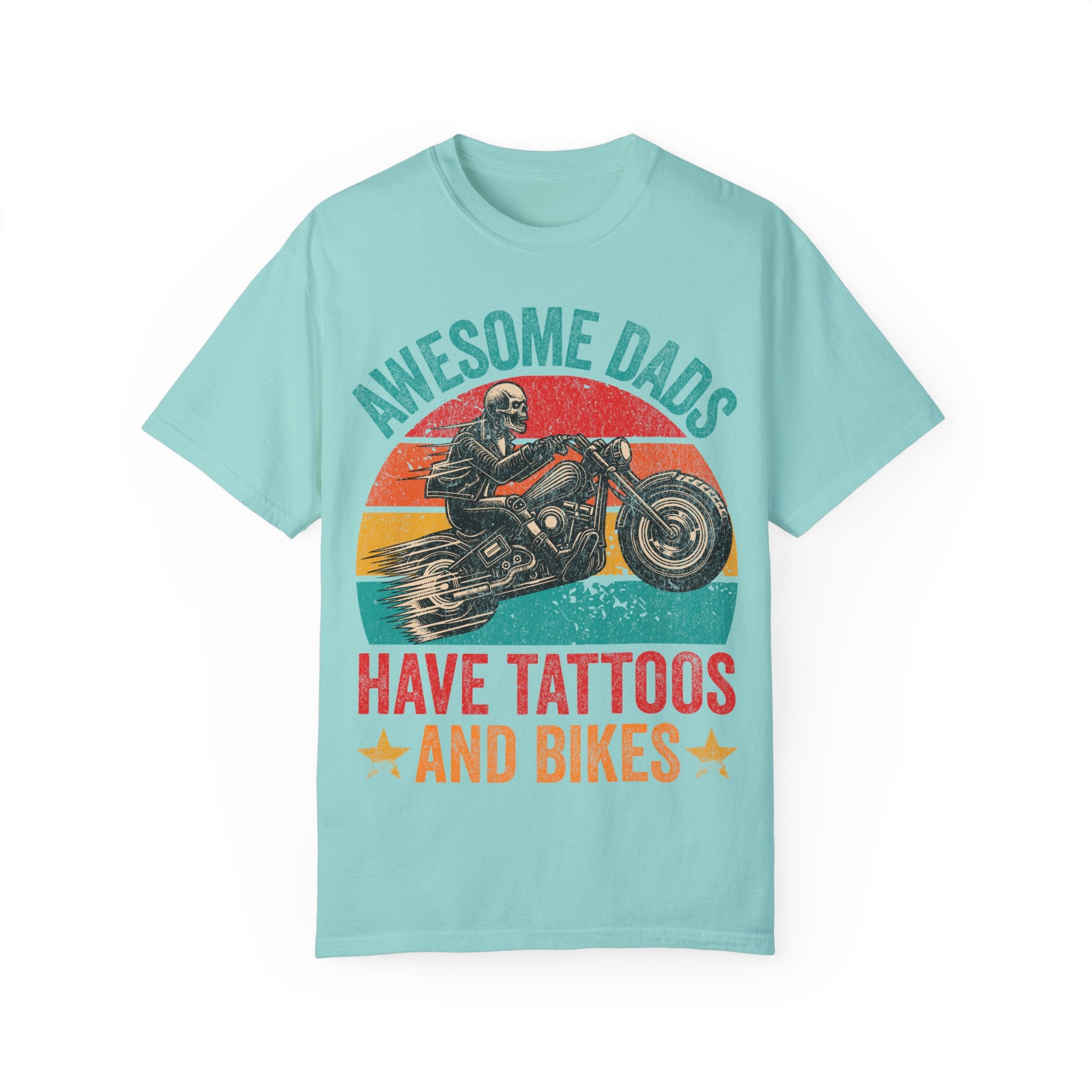 Awesome Dads Have Tattoos and Bikes – Father’s Day Biker T-shirt
