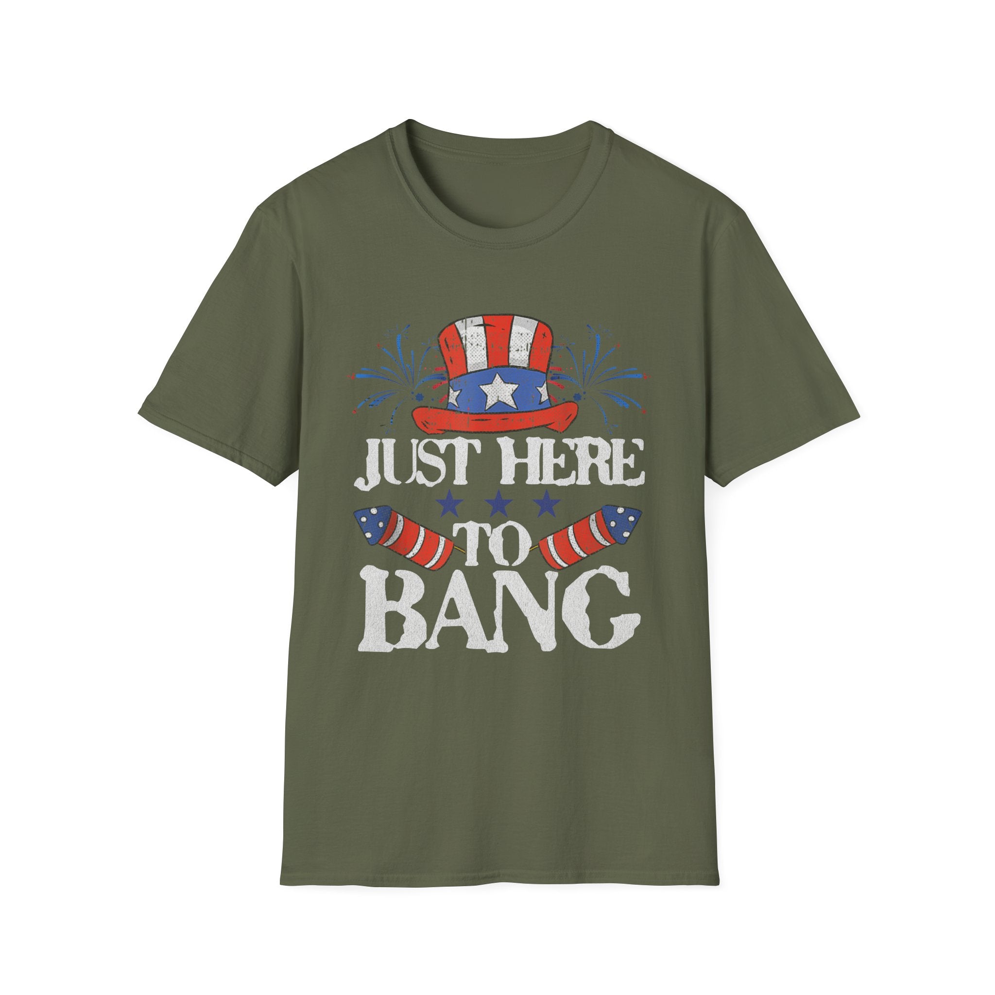 Just Here to Bang 4th of July Adult T-Shirt
