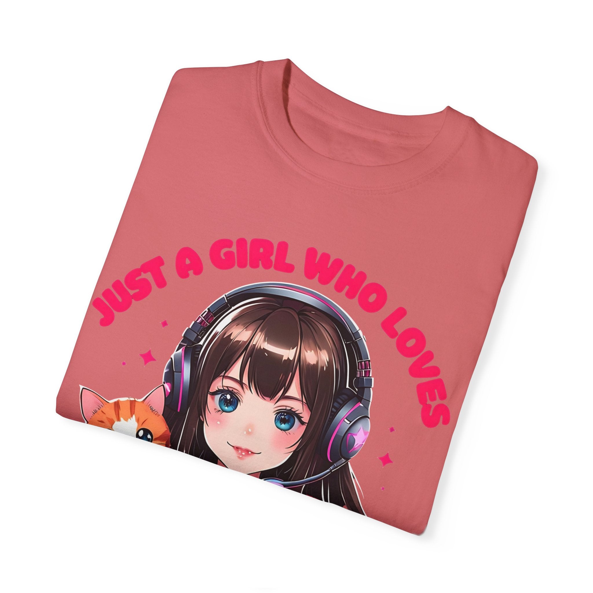 Just A Girl Who Loves Cats and Gaming T-shirt