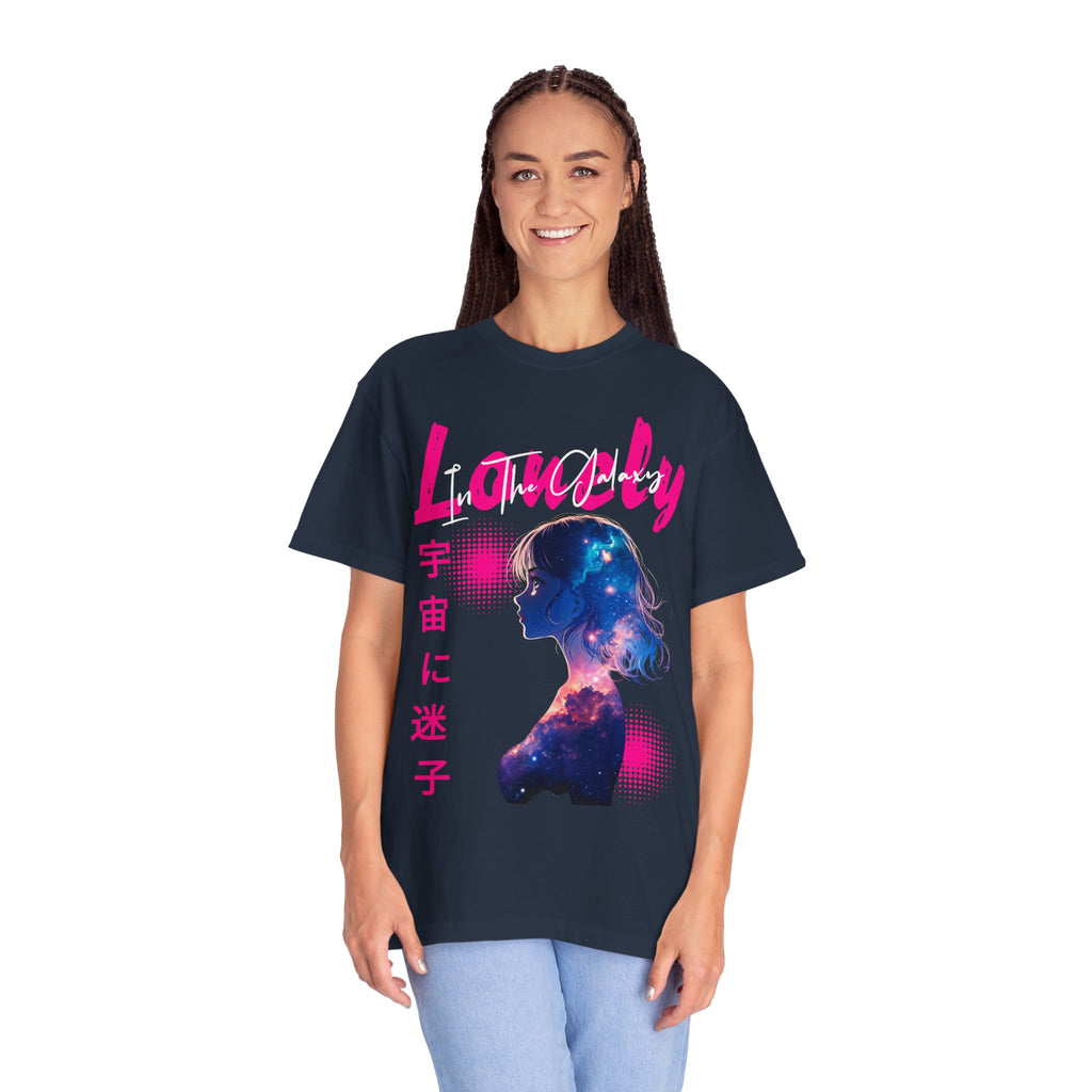 Lonely Space Galaxy Anime Girl T-shirt