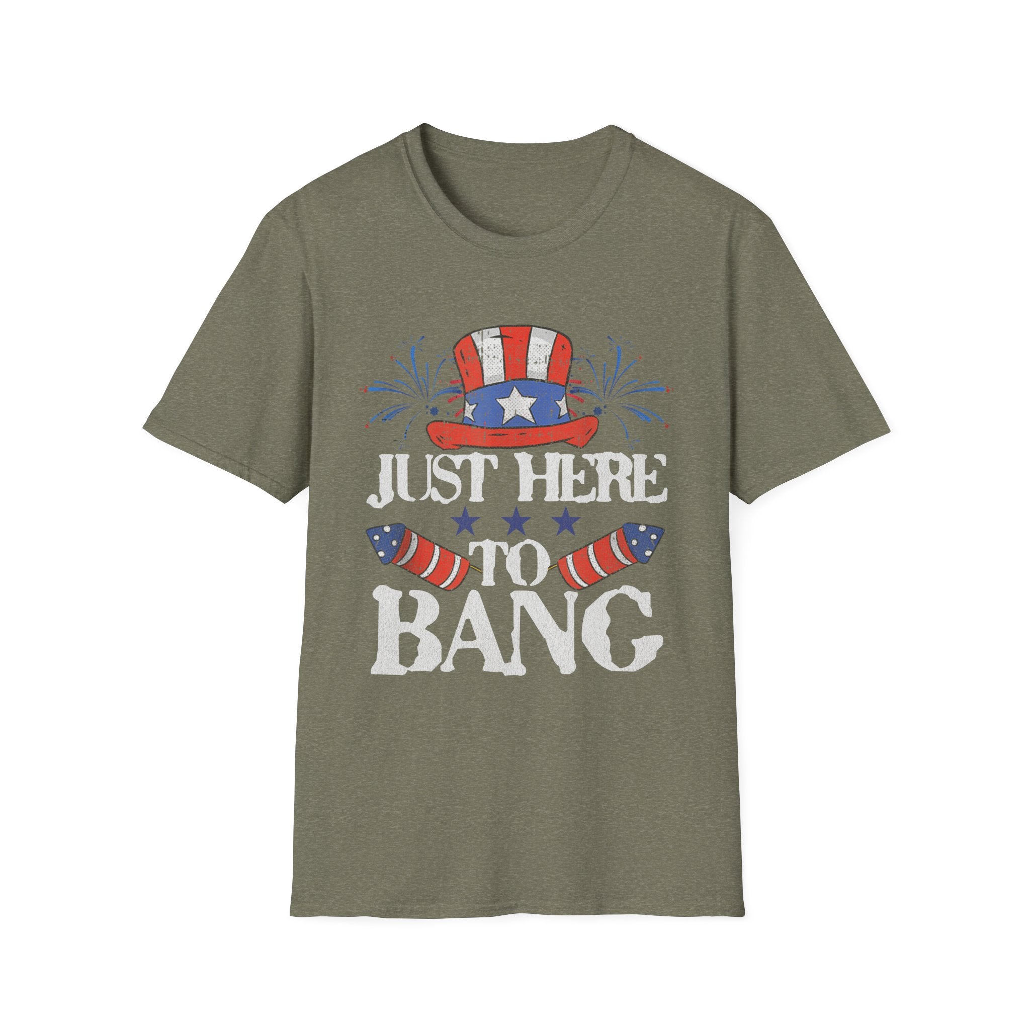 Just Here to Bang 4th of July Adult T-Shirt