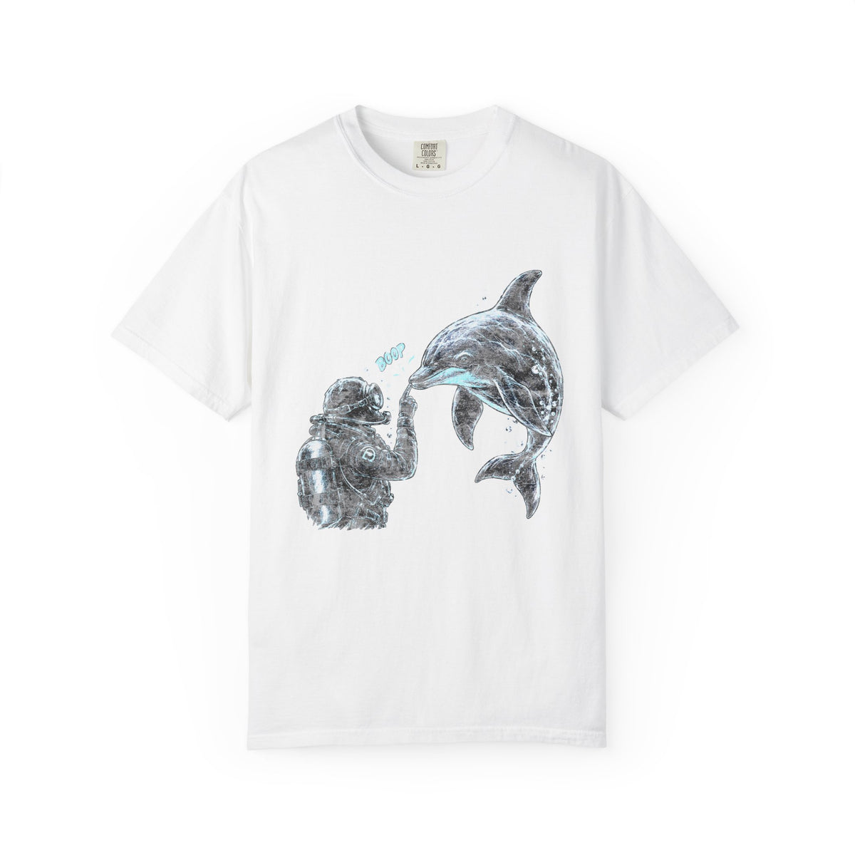 Scuba Diver Dolphin Shirt, Vintage Ocean Graphic Tee, Deep Sea Diver Gift, Cute Marine Life Apparel, Scuba Diving Lover Top | Comfort Col...
