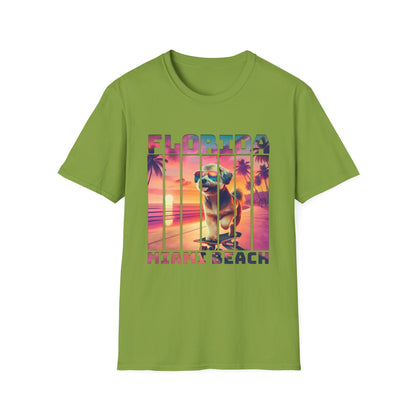 Florida Miami Beach Cool Summer Dog T-Shirt