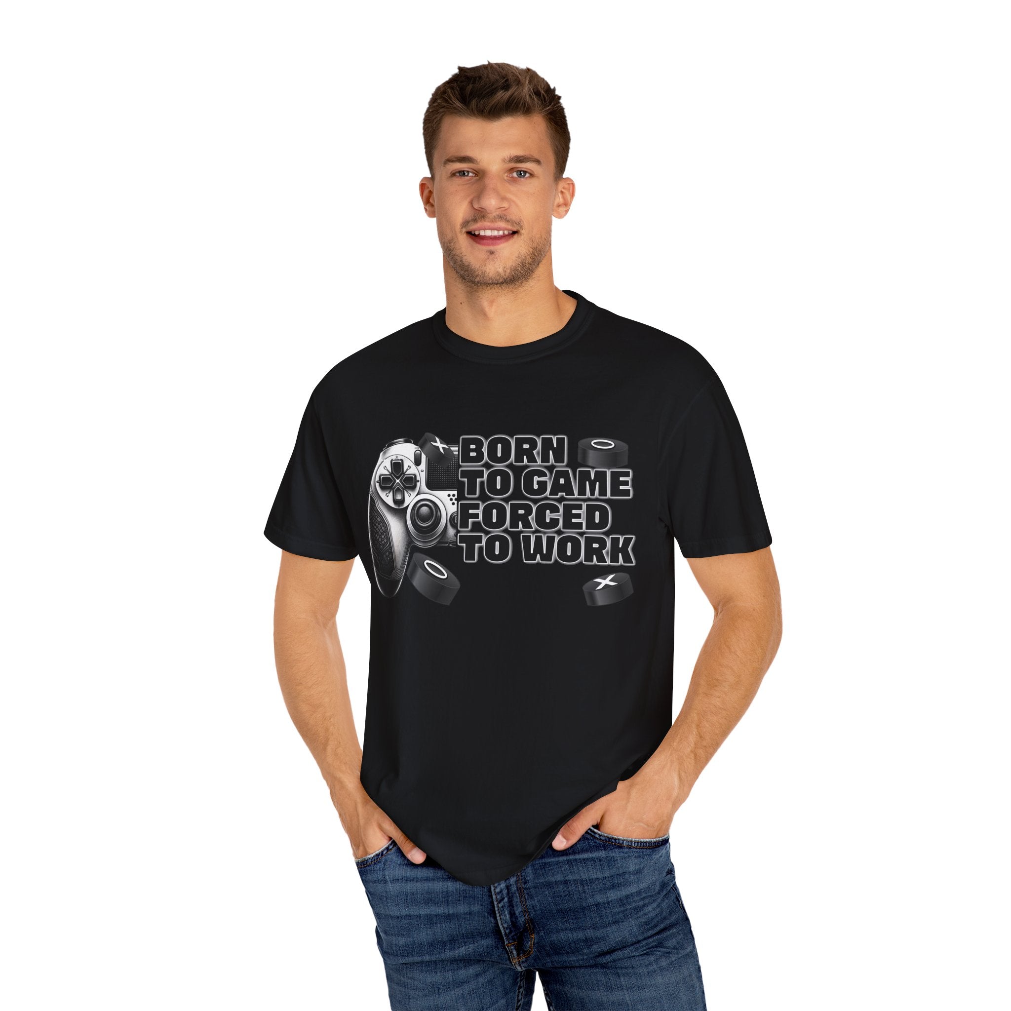 Born To Game, Forced To Work Funny Gamer T-Shirt