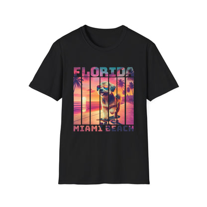 Florida Miami Beach Cool Summer Dog T-Shirt