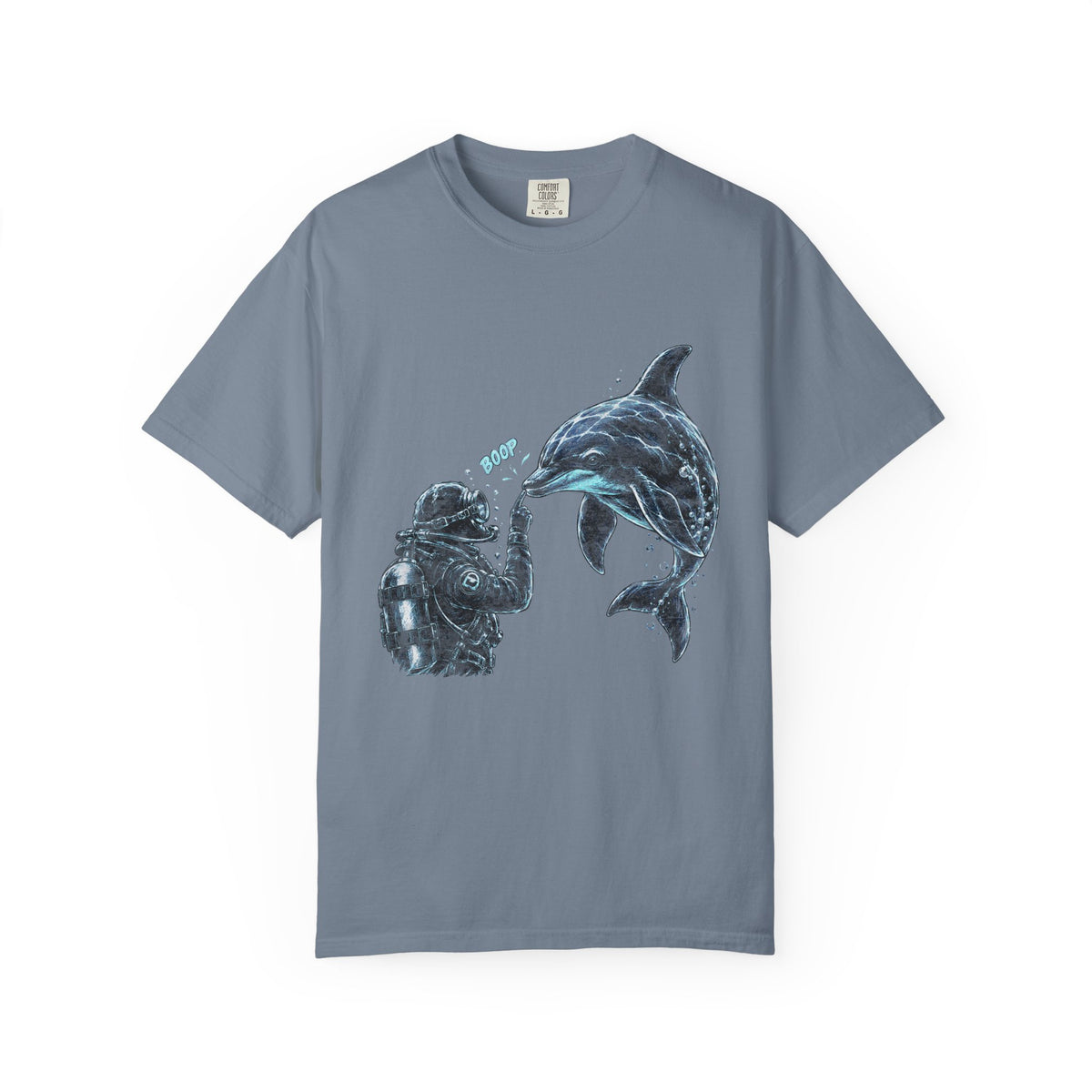 Scuba Diver Dolphin Shirt, Vintage Ocean Graphic Tee, Deep Sea Diver Gift, Cute Marine Life Apparel, Scuba Diving Lover Top | Comfort Col...