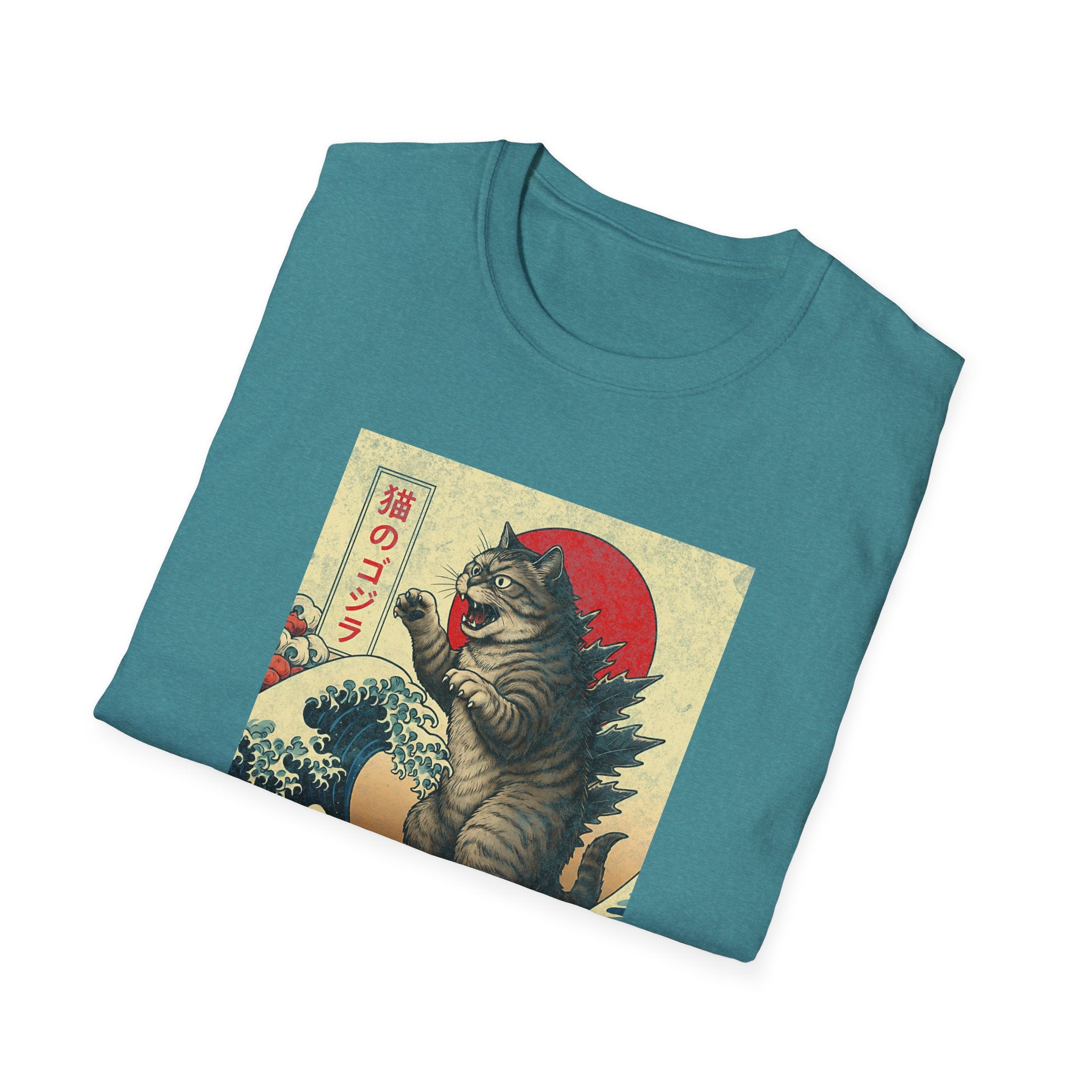 Japan Wave Landscape Catzilla Kaiju T-Shirt