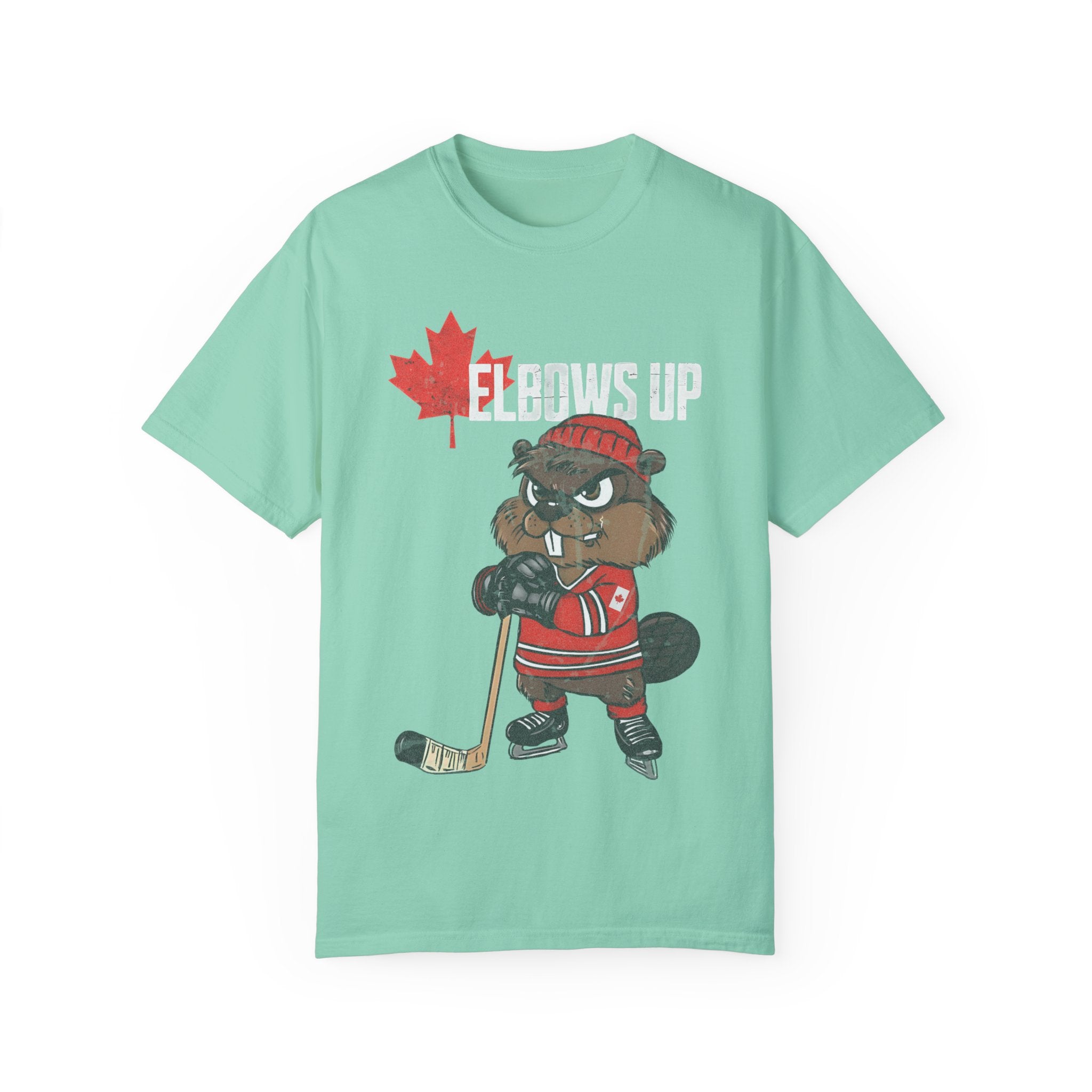 Elbows Up Canada Beaver Hockey Player T-shirt