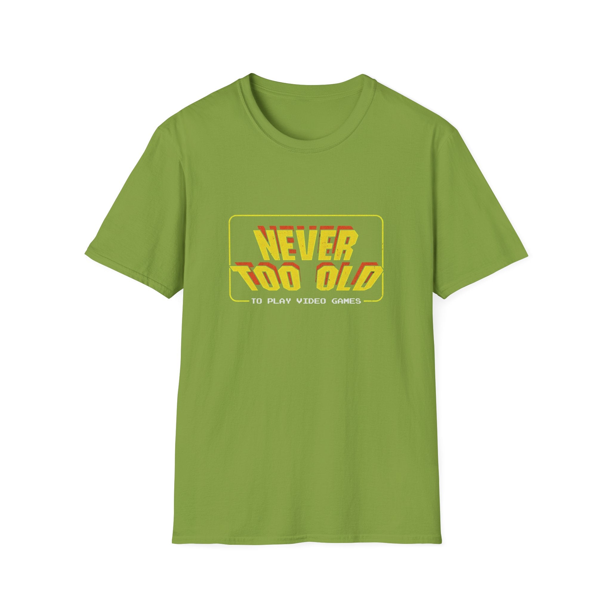 Never Too Old to Play Video Games Funny Retro Gamer T-Shirt