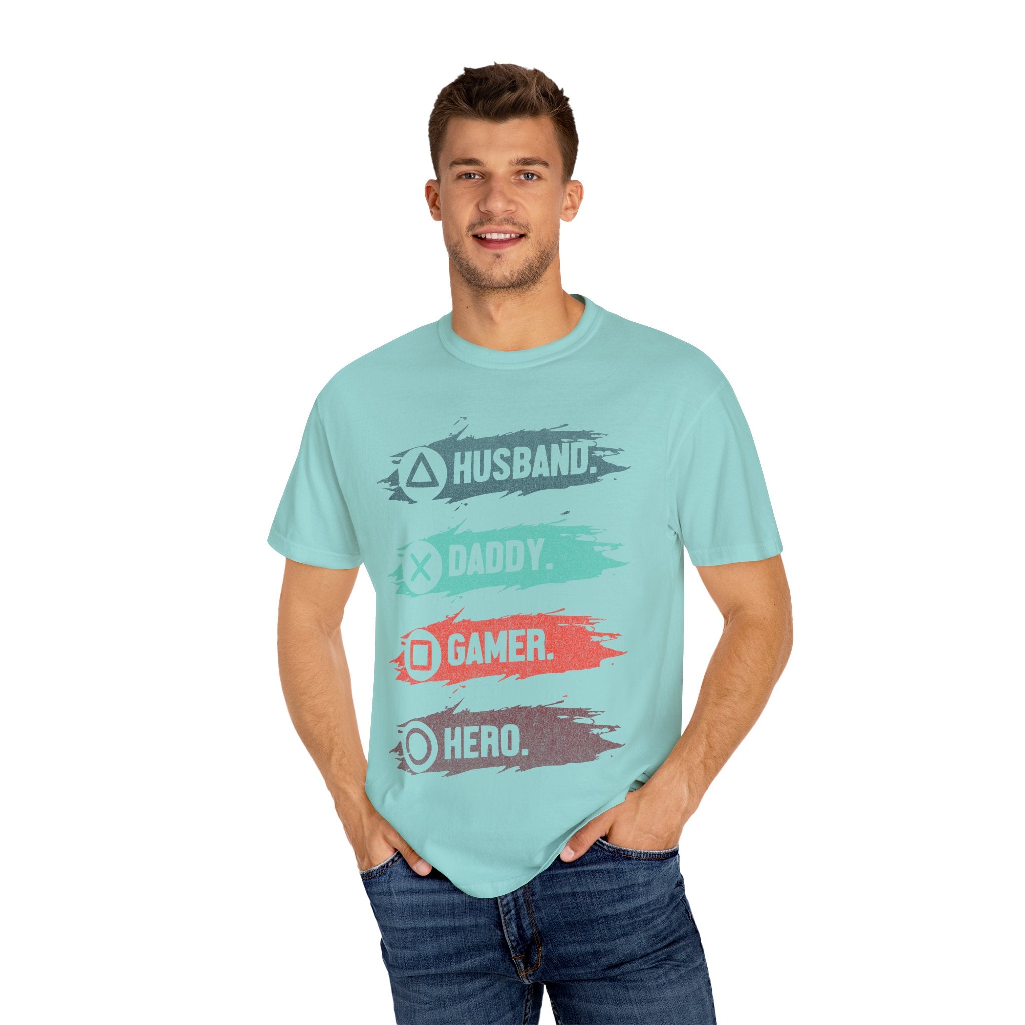 Husband Daddy Gamer Hero Funny Dad Gamer T-shirt