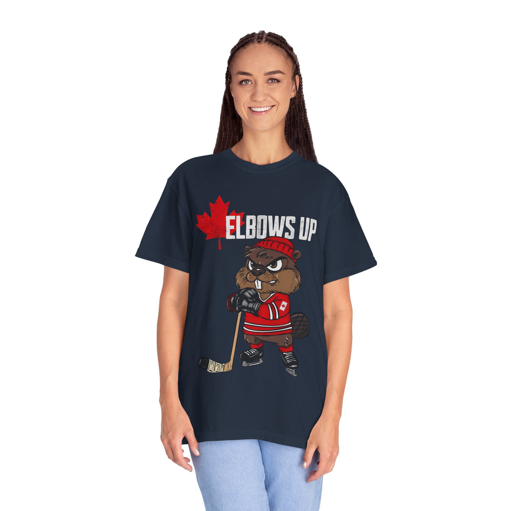 Elbows Up Canada Beaver Hockey Player T-shirt