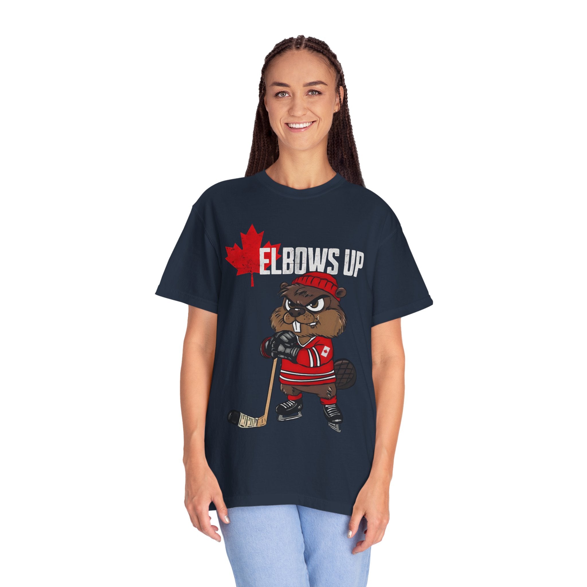 Elbows Up Canada Beaver Hockey Player T-shirt