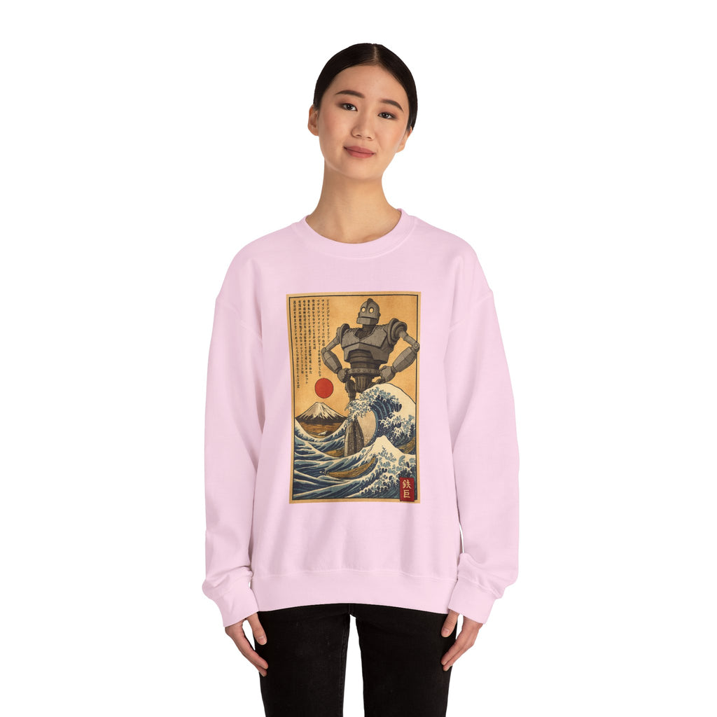 Mecha Shadows Over Fuji Retro Anime Sweatshirt