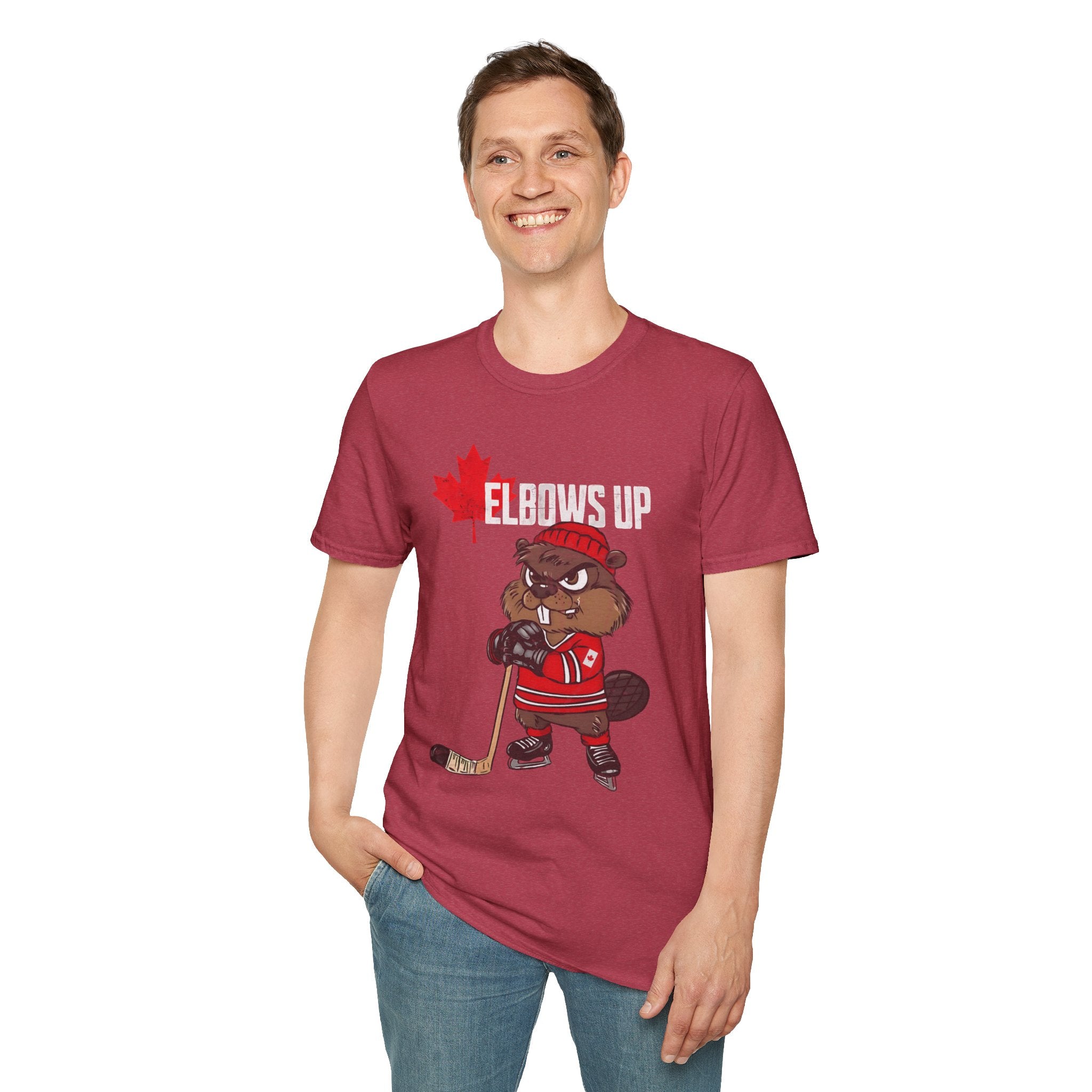 Beaver Hockey Elbows Up Canada Graphic Shirt