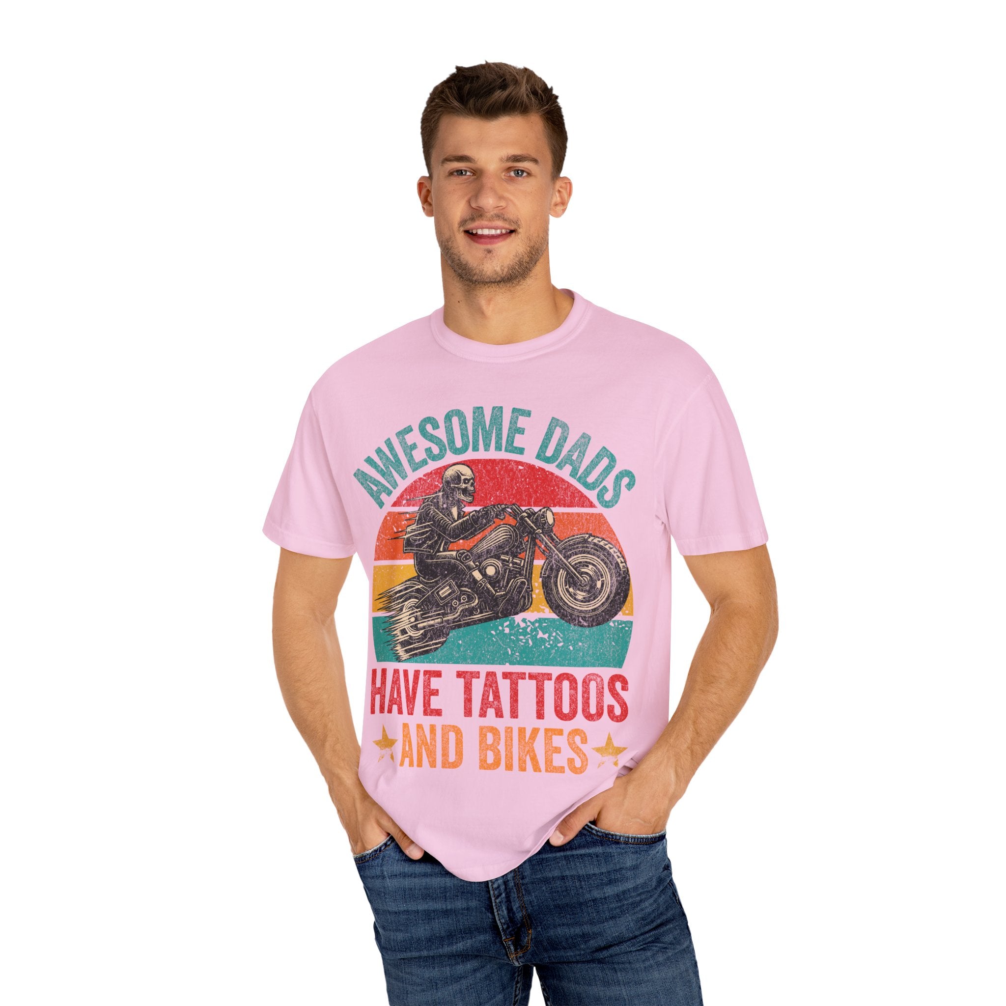 Awesome Dads Have Tattoos and Bikes – Father’s Day Biker T-shirt