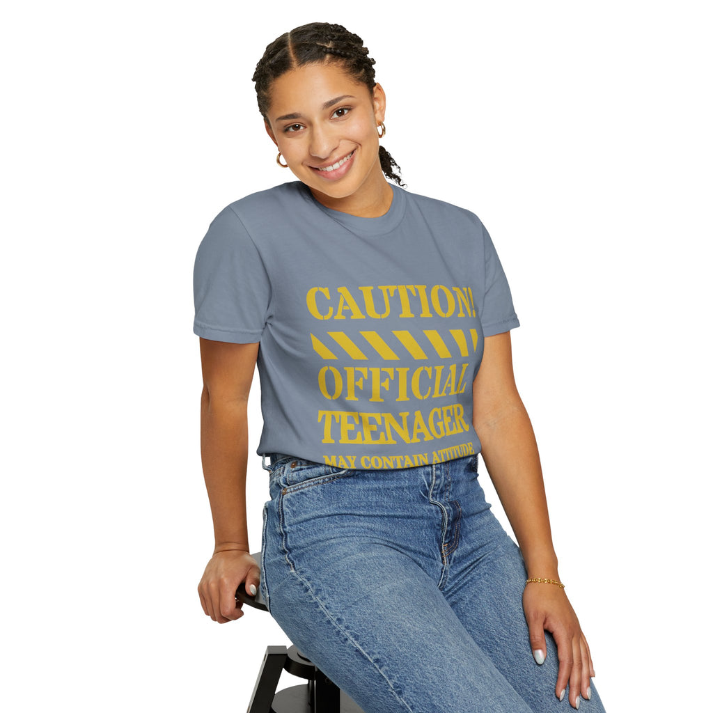 Caution! Official Teenager T-Shirt — 'May Contain Attitude' Youth Graphic Tee