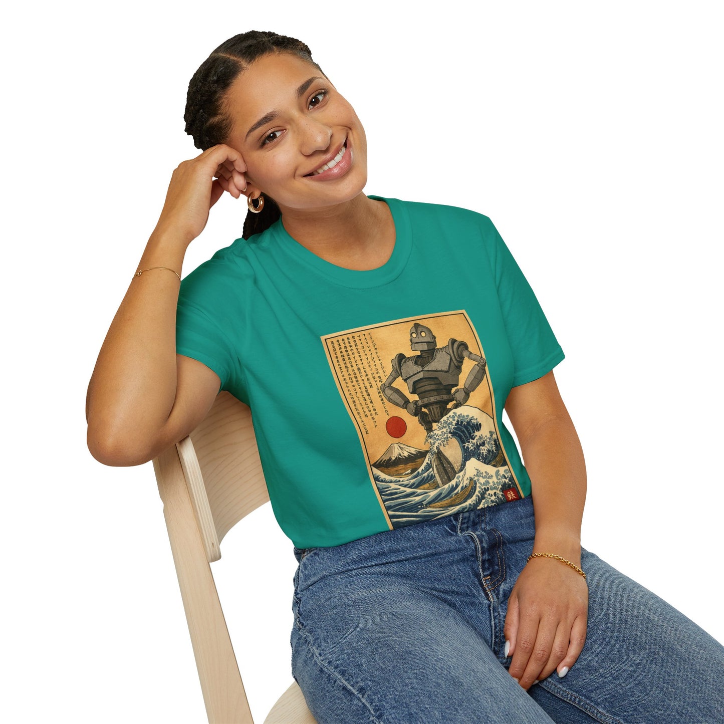 Giant Robot Over Mount Fuji Retro Anime T-shirt