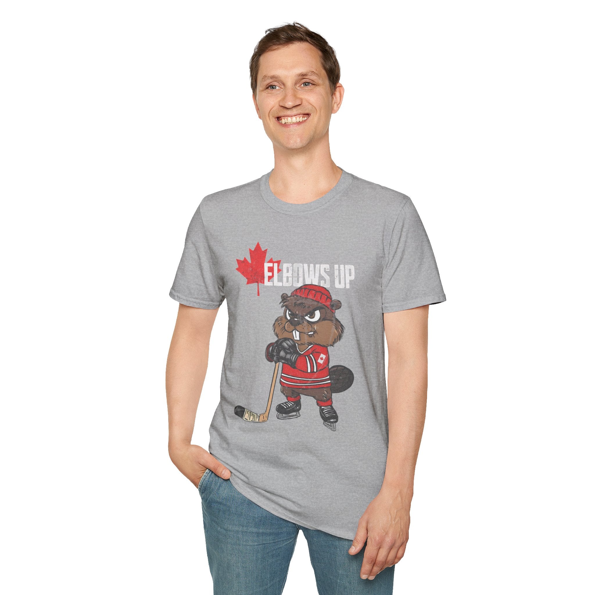 Beaver Hockey Elbows Up Canada Graphic Shirt