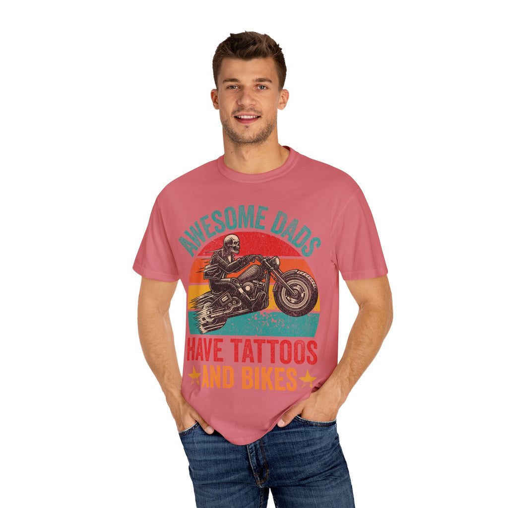 Awesome Dads Have Tattoos and Bikes – Father’s Day Biker T-shirt