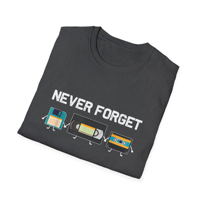 VHS Tape Cassette Floppy Disk – Never Forget Retro T-Shirt