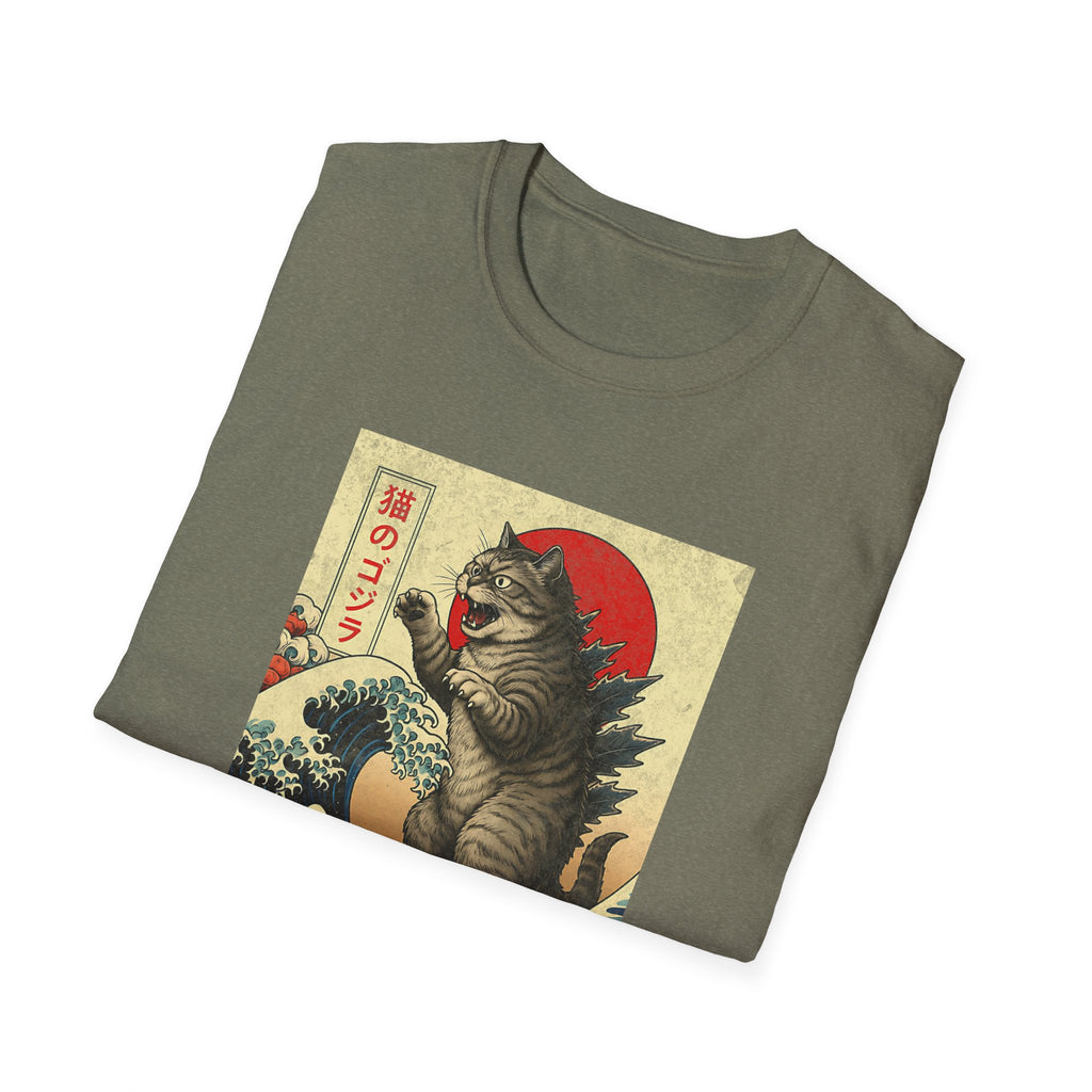 Japan Wave Landscape Catzilla Kaiju T-Shirt