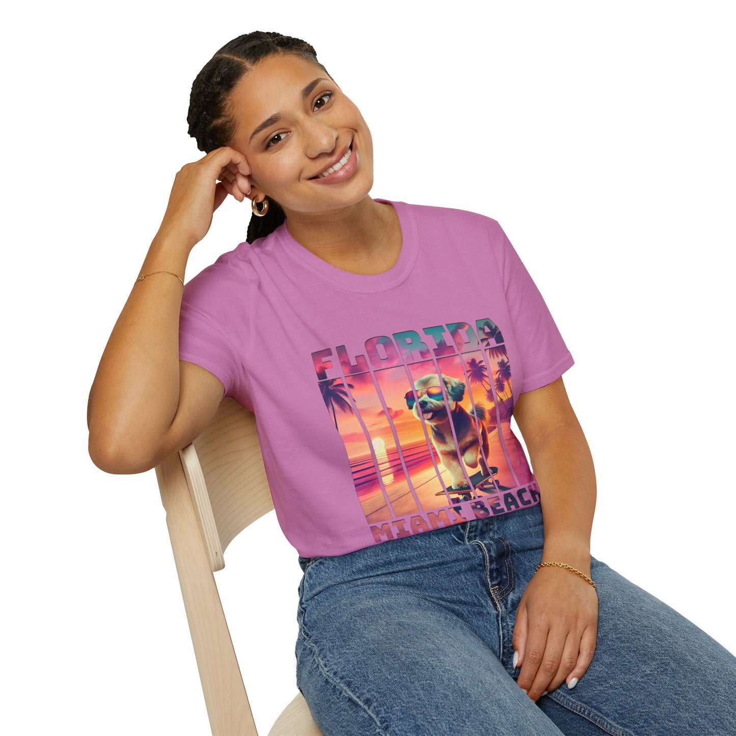 Florida Miami Beach Cool Summer Dog T-Shirt