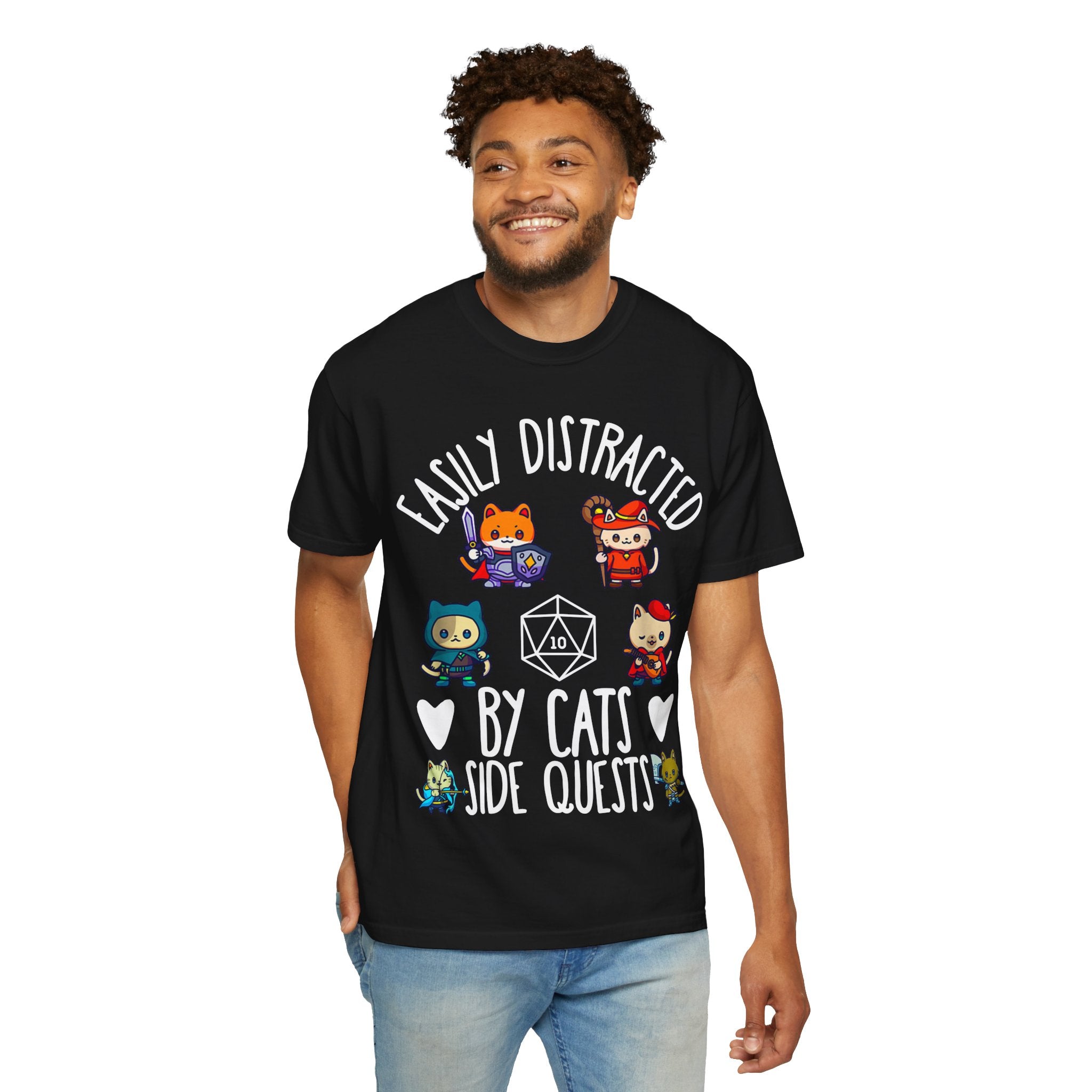 Easily Distracted by Cats and Side Quests T-shirt