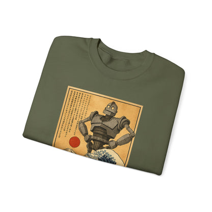 Mecha Shadows Over Fuji Retro Anime Sweatshirt