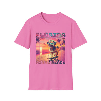 Florida Miami Beach Cool Summer Dog T-Shirt
